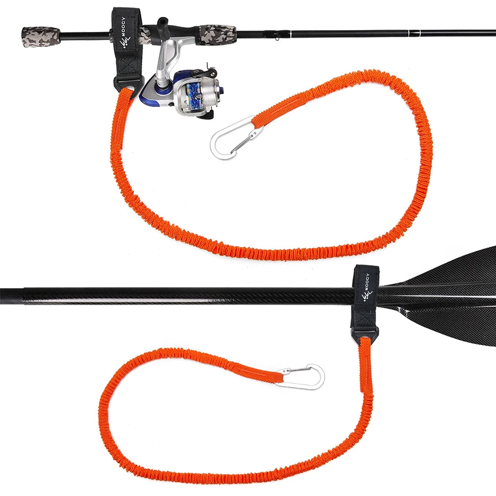 Elastic Kayak Paddle Leash with Safety Hook