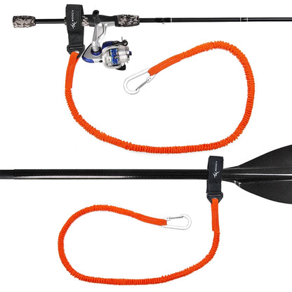 Elastic Kayak Paddle Leash with Safety Hook